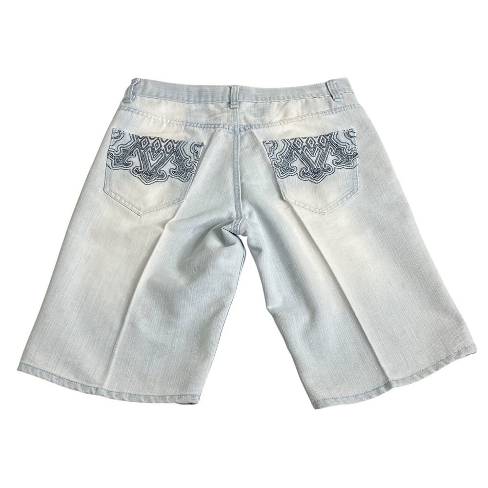 Y2K Avirex Shorts Mens 36 Denim Jorts Embroidered Streetwear Skater Baggy - Picture 1 of 16